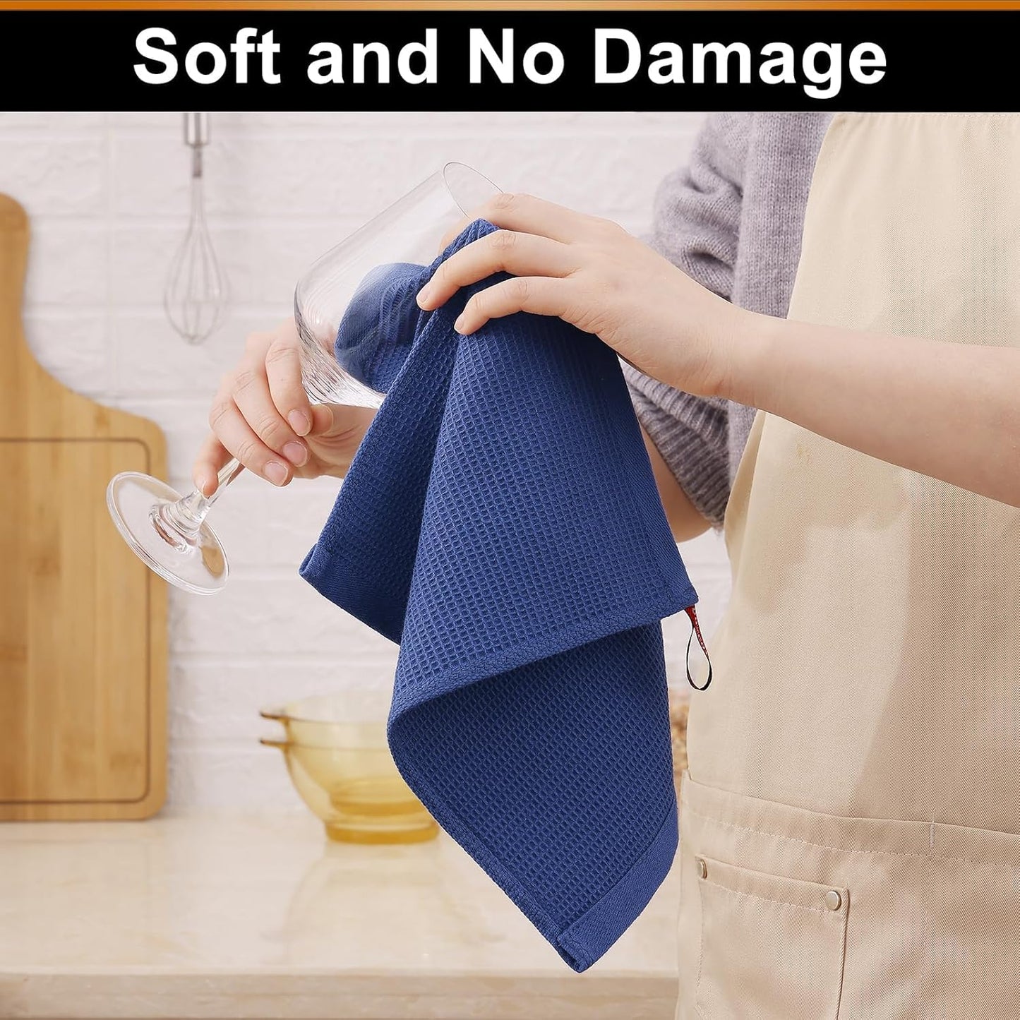 Homaxy 100% Cotton Waffle Weave Dish Cloths - 12 Pack Soft and Absorbent Dish Towels - 12 x 12 Inches Quick Dry Dish Rags - Navy Blue