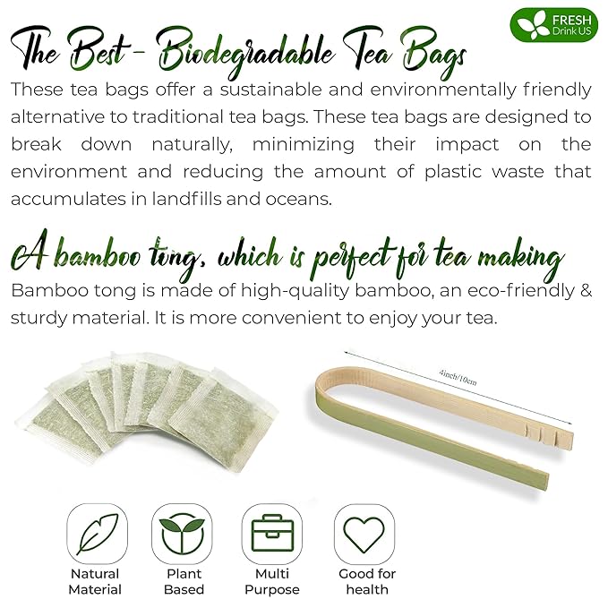 FreshDrinkUS, Premium 25 Papaya Leaf Tea Bags, 100% Natural & Pure from Papaya Leaves. Loose Leaf Papaya Herbal Tea. Made with Natural Material Tea Bags. No Sugar, No Caffeine, No Gluten, Vegan.