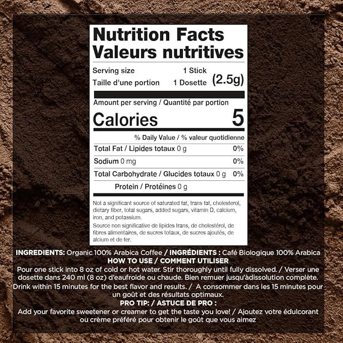 VitaCup Perfect Low Acid Instant Coffee Packets, Dark Roast Coffee, USDA Organic & Fair Trade, Third Party Tested for Mycotoxins & Pesticides, Single Origin, Clean & Pure, 24 ct