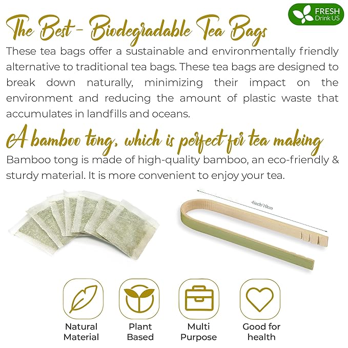 FreshDrinkUS, 150 Premium Ginger Tea Bags, Non GMO, 100% Natural & Pure from Ginger Root, Root Herbal Tea. No Sugar, No Caffeine, No Gluten, Vegan. Support Stronger Digestion, Pleasantly Spicy & Warming