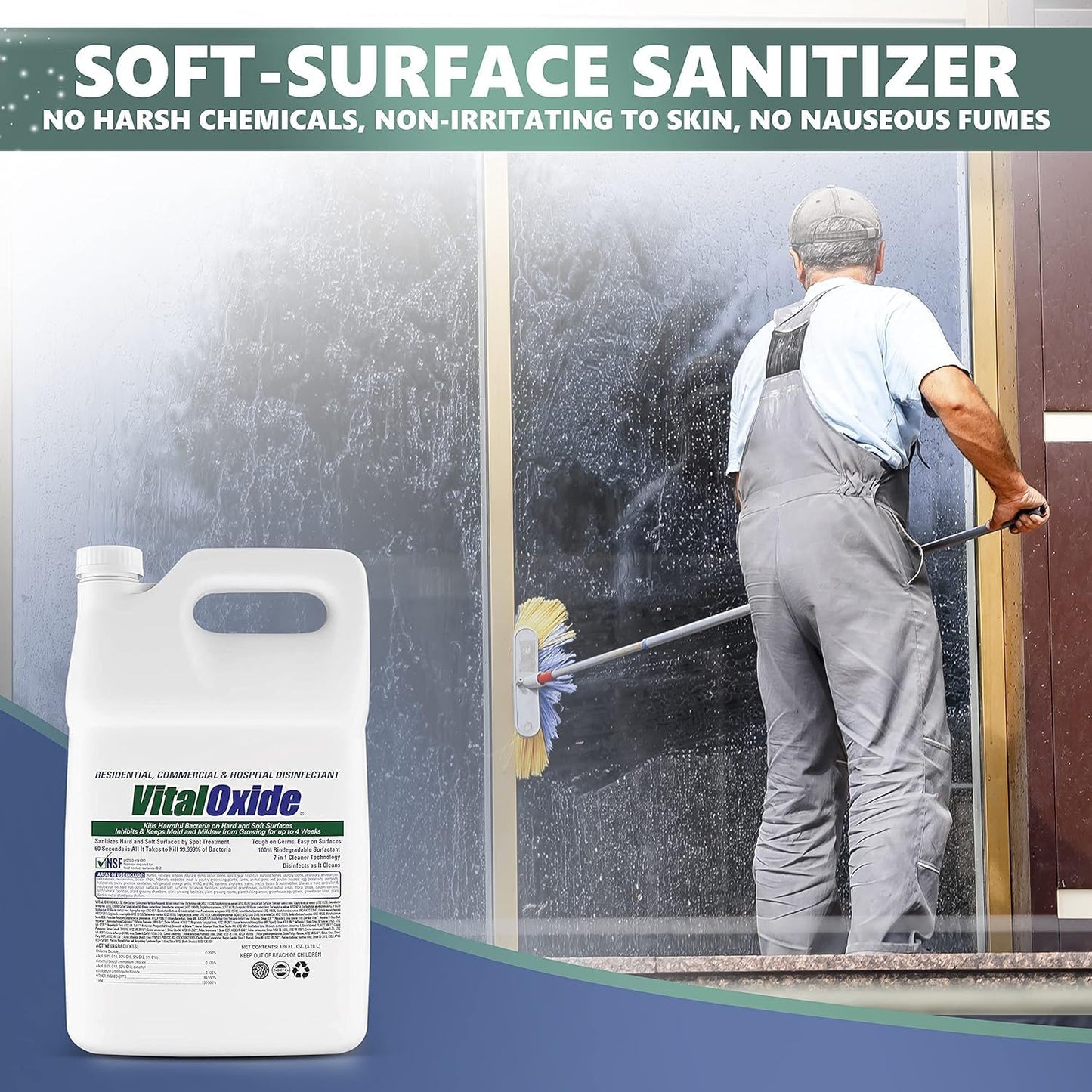 Vital Oxide Disinfectant, Deodorizer, Cleaner, Food-Contact Sanitizer, Virucide – (EPA registration #82972-1) – Kills Mold & Mildew, Eliminates Odors-1 Gallon