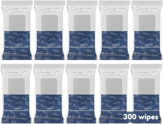 Swanky Shoe Cleaner Wipes - Leather and Sneaker Cleaner, Removes Dirt, Grime and Stains, Quick & Easy Shoe Sole and Boot Cleaning Wipes, Essential Shoe Cleaning Supplies - Soft Wipes, 300 Count