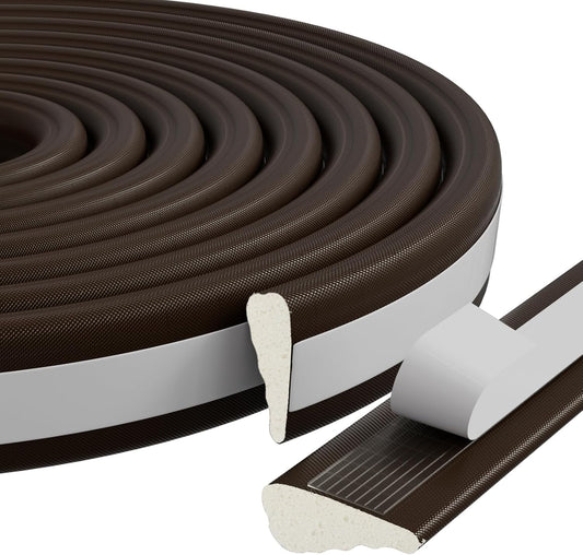 2 Pack*16.4 Ft Weather Stripping Seal Strip for Doors,Soundproofing Window Insulation Draft Stopper for Winter, Selfadhesive Foam Weather Strip for Door Frame,Door Gap Filler Noise Blocker(Brown)