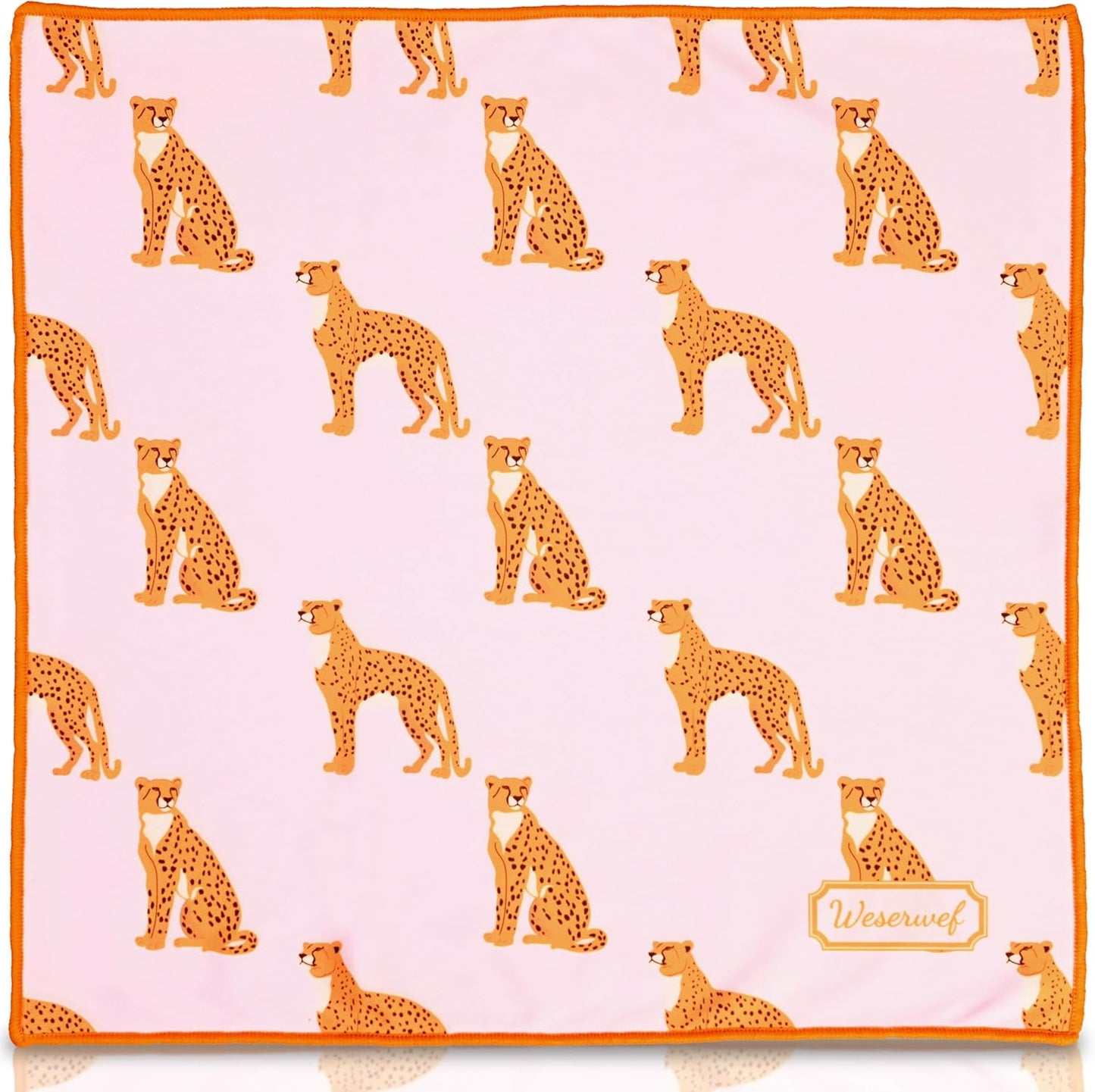 WESERWEF Design Microfiber Glasses Cleaning Cloth – Premium Cleaning Cloth for Eyeglasses, Screens, Tablets, Cameras & Lenses, 12" x 12", Ultra-Soft & Scratch-Free (Leo Pink)