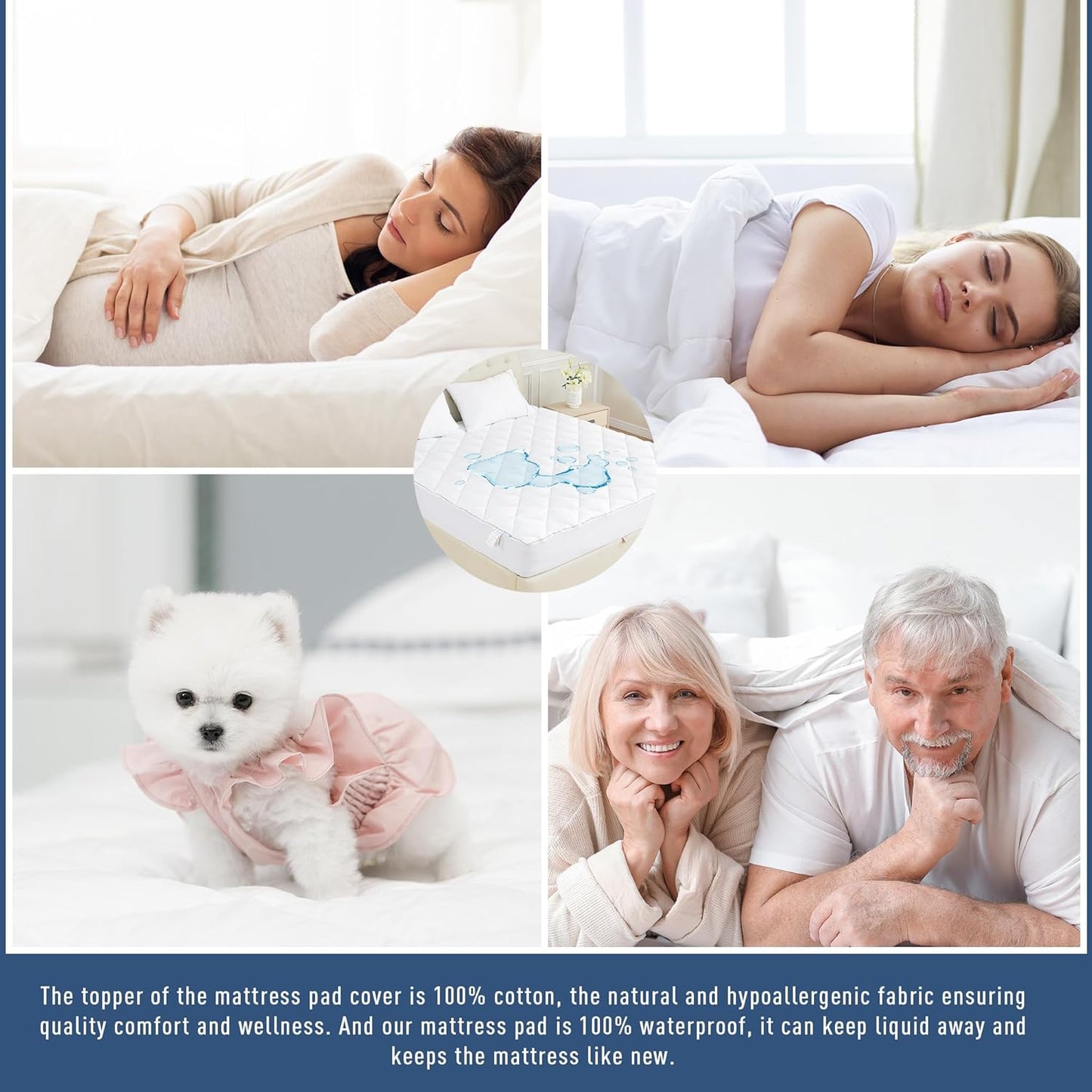 Sunflower Quilted Queen Mattress Protector, Mattress Pad Queen, Cotton Mattress Cover Waterproof, 18-22" Extra Deep Pocket Thin Version, Hypoallergenic Soft Durable