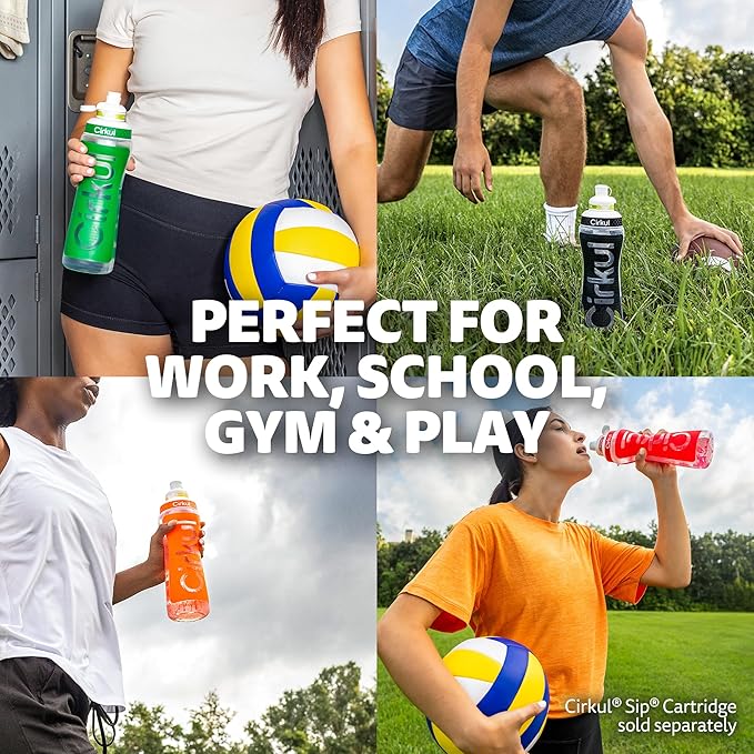 Cirkul 22oz. Orange Plastic Grip Squeeze Water Bottle & Sport Lid, BPA-Free, Non-Slip Design for Gym, Biking & Sports