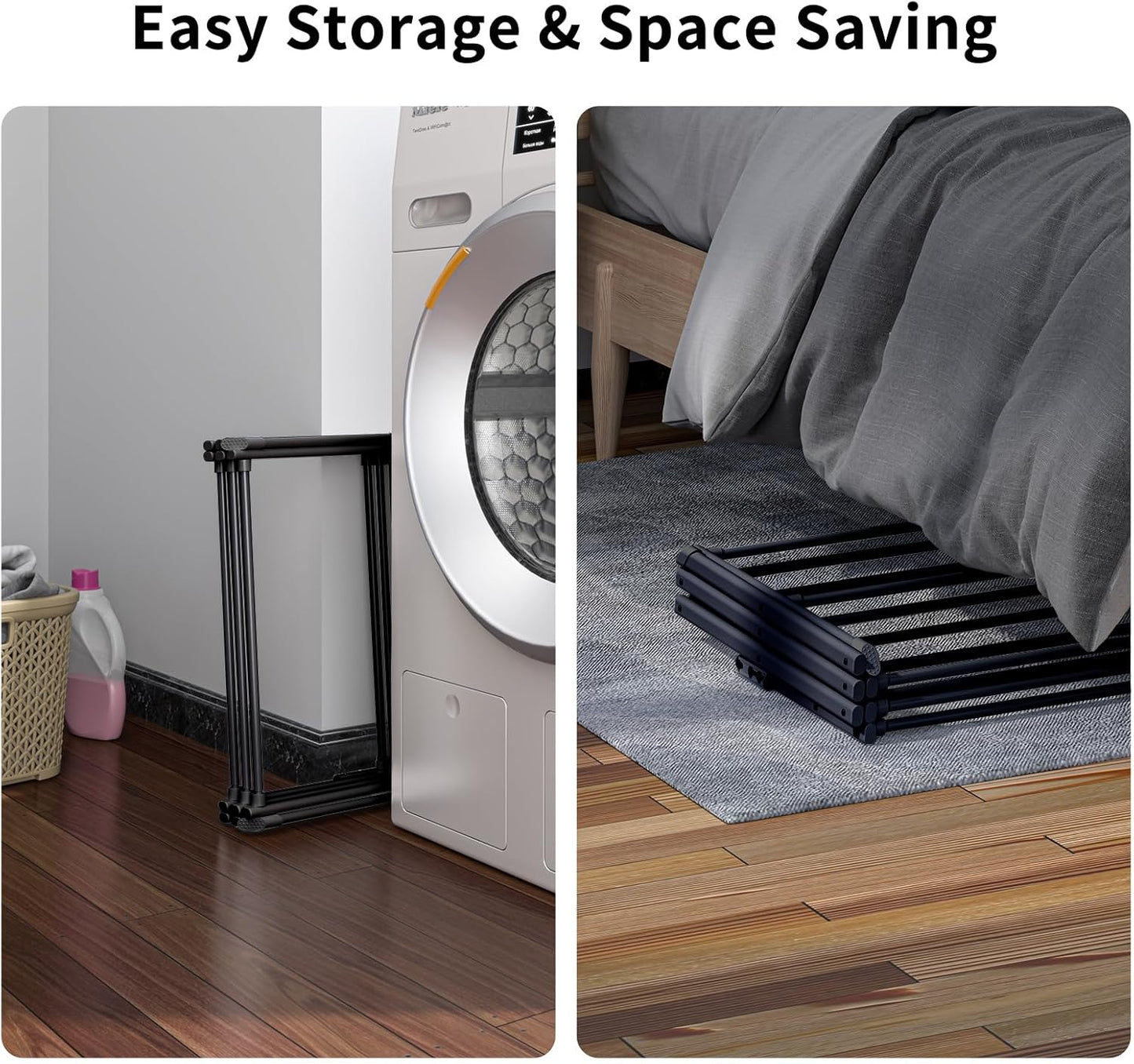 3 Tier Clothes Drying Rack, Foldable Drying Rack Clothing,Indoor & Outdoor Laundry Rack for Drying Clothes,Space-Saving Design, Small Collapsible Portable Dry Rack-Pure Black