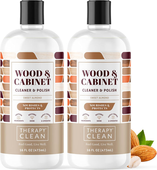 Therapy Wood Cleaner and Furniture Polish 16 oz. (2 Pack) - Wood Cabinet and Table Cleaner - Conditioner - Almond Scent