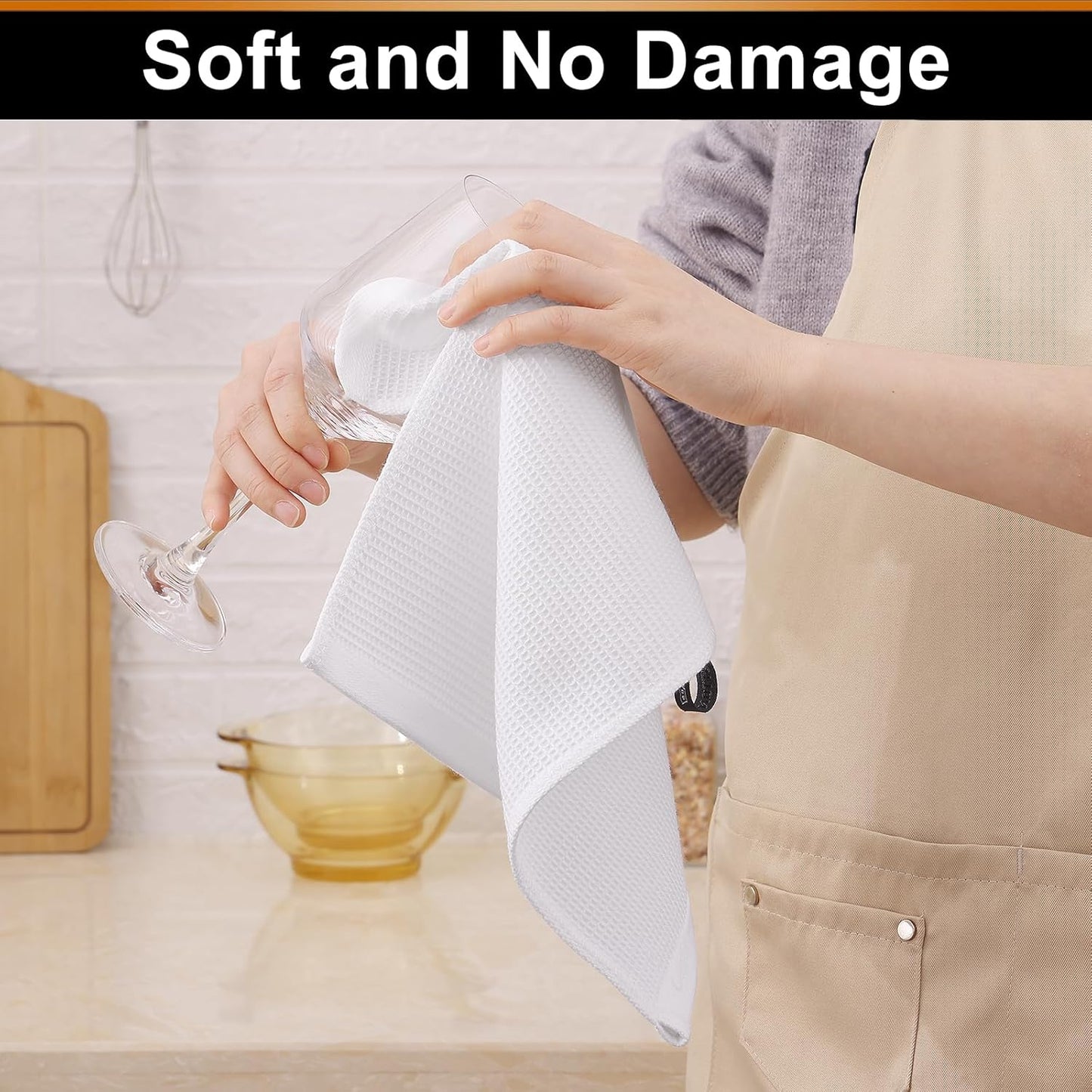 Homaxy 100% Cotton Waffle Weave Dish Cloths - 6 Pack Soft and Absorbent Dish Towels - 12 x 12 Inches Quick Dry Dish Rags - White