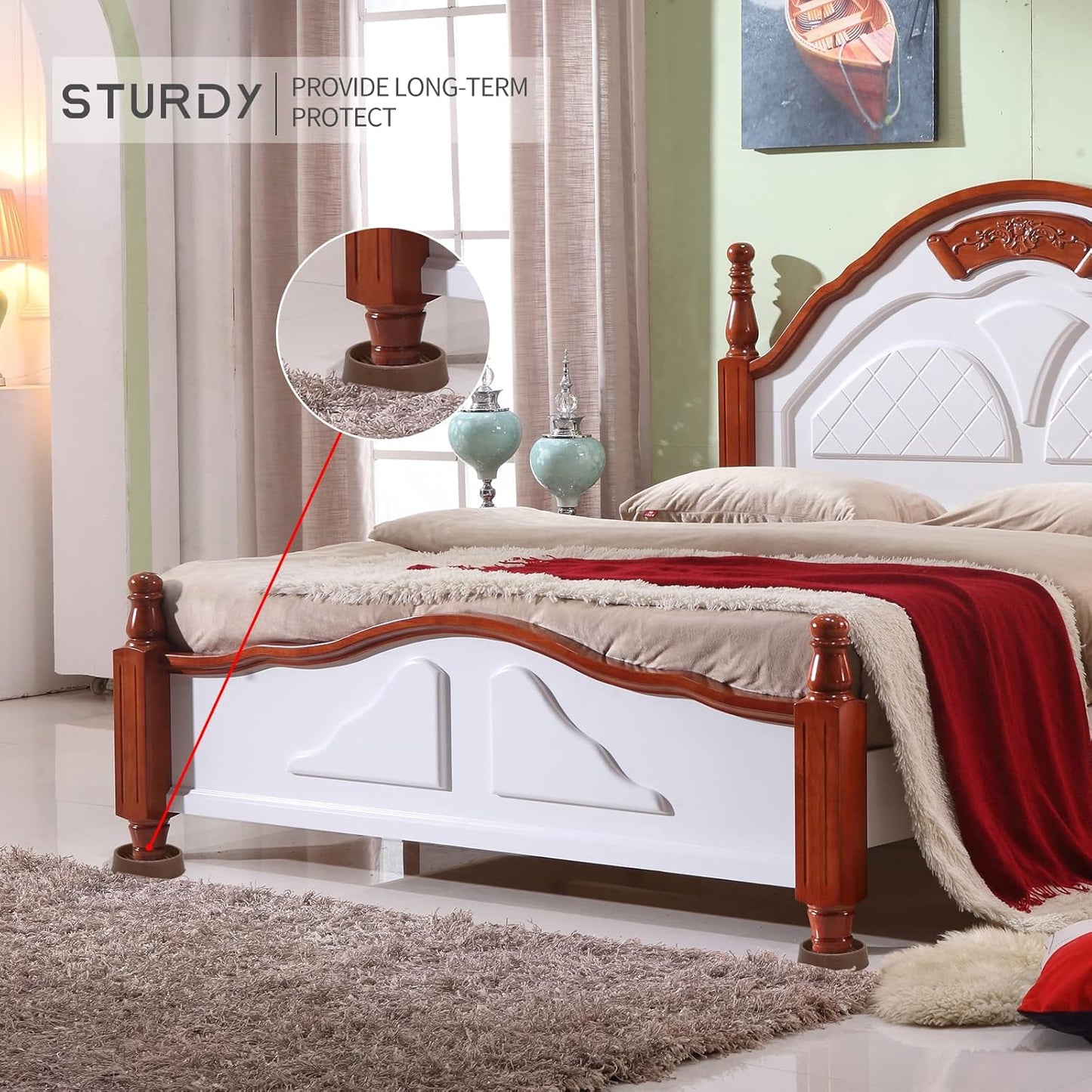 2X2 Round Rubber Caster Cups, Non Slip Furniture Pads, Anti-Slip Gripper, Anti Skid Furniture Feet, Anti Slide Floor Protector for Bed Couch Table Chair Stoppers (Brown, 4 Pack)