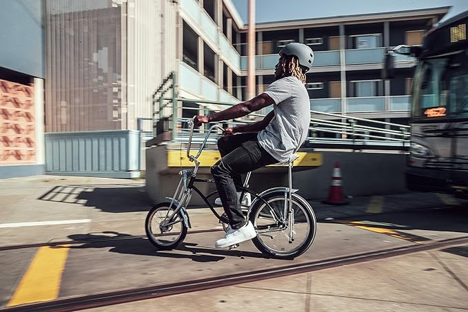 Schwinn Krate Classic Sting-Ray Bike, 20 Inch Bike for Kids or Adults, Steel Frame & Springer Fork, Fenders, Single Speed, Coaster Brake, Grey Ghost, Lemon Peeler, Coal, Grape, Orange or Apple