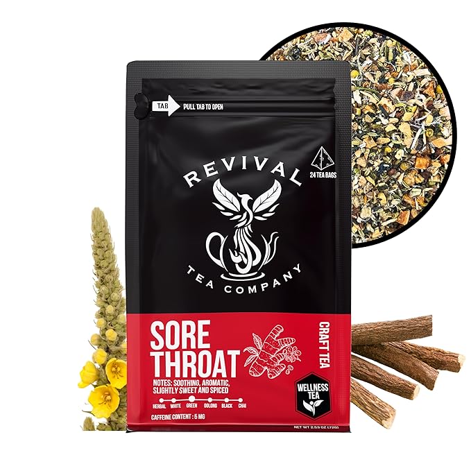 Sore Throat Tea - Wellness Tea Made with Elm Bark, Licorice Root and Marshmallow Root with Herbal and Medicinal Properties - Low Caffeine - Loose Leaf 4 Ounces