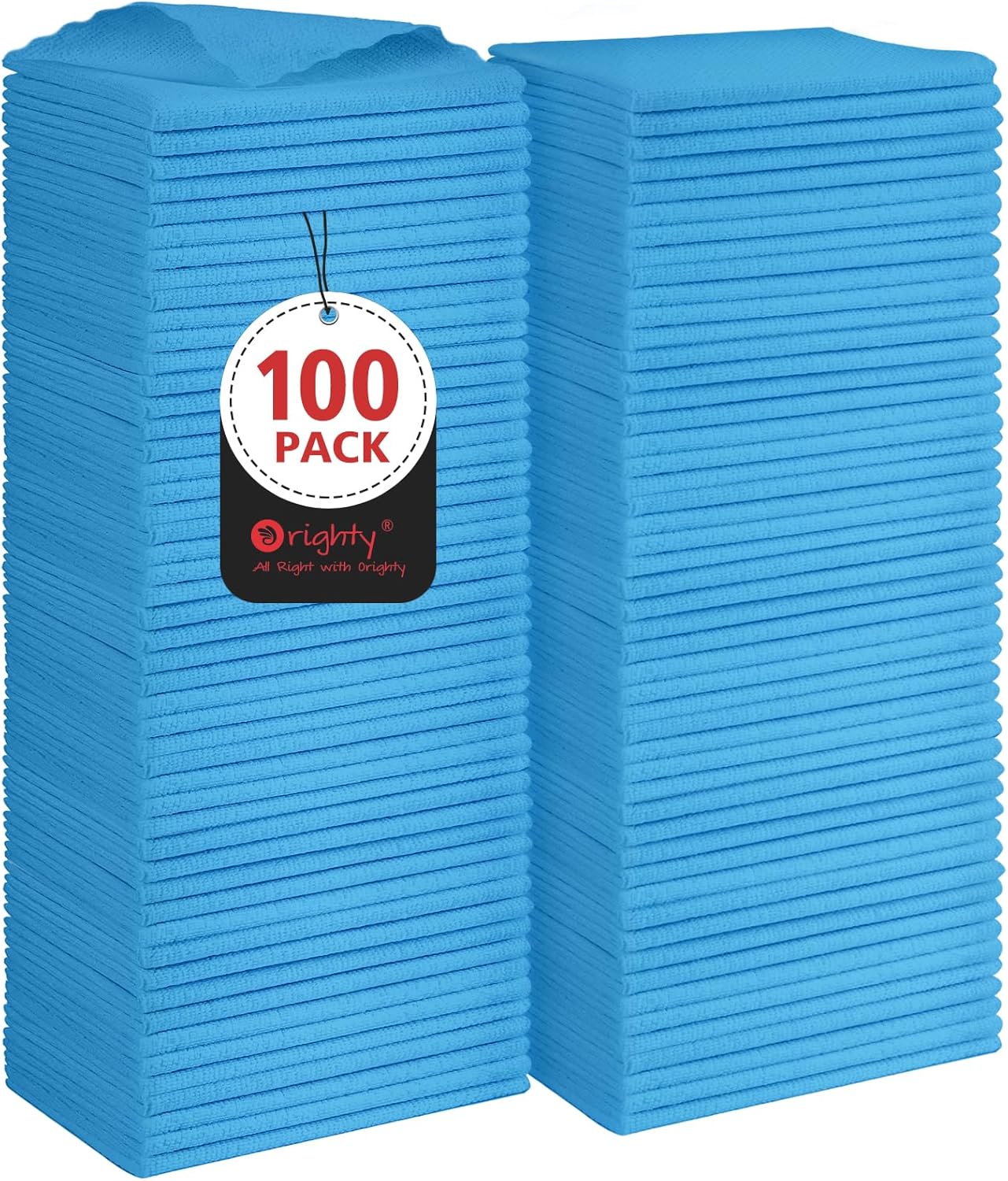 Orighty Cleaning Cloths, Shop Towels 100 Pack, Shop Rags Reusable, Microfiber Cleaning Rags Bulk for Cars, Multi-Purpose Lint Free Towels for Automotive, Mechanic, Kitchen, 11.5’’ x 11.5’’, Blue