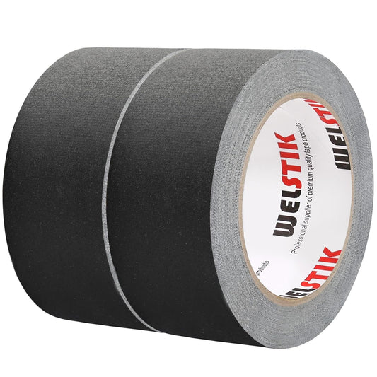 WELSTIK Non-Reflective Black Upgraded Version Gaffers Tape, 1.88 inch x 22 Yards, 2 Pack, Matte Surface, Easy Tear, Temporary Fixation, No Residue, Water Resistant