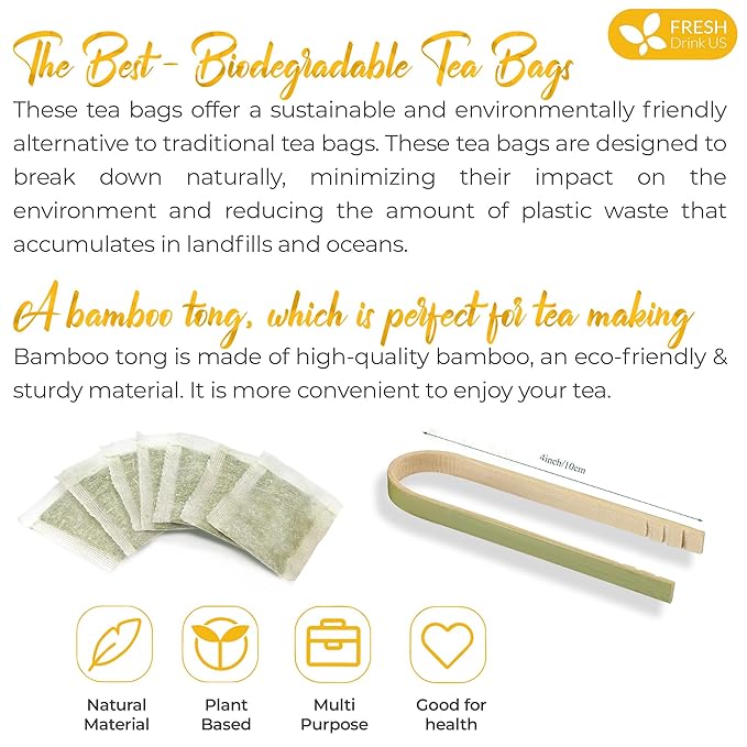 FreshDrinkUS Premium 120 Barley Tea Bags, 100% Natural & Pure. Loose Barley Herbal Tea. Made with Natural Material Tea Bags. No Sugar, No Caffeine, No Gluten, Vegan