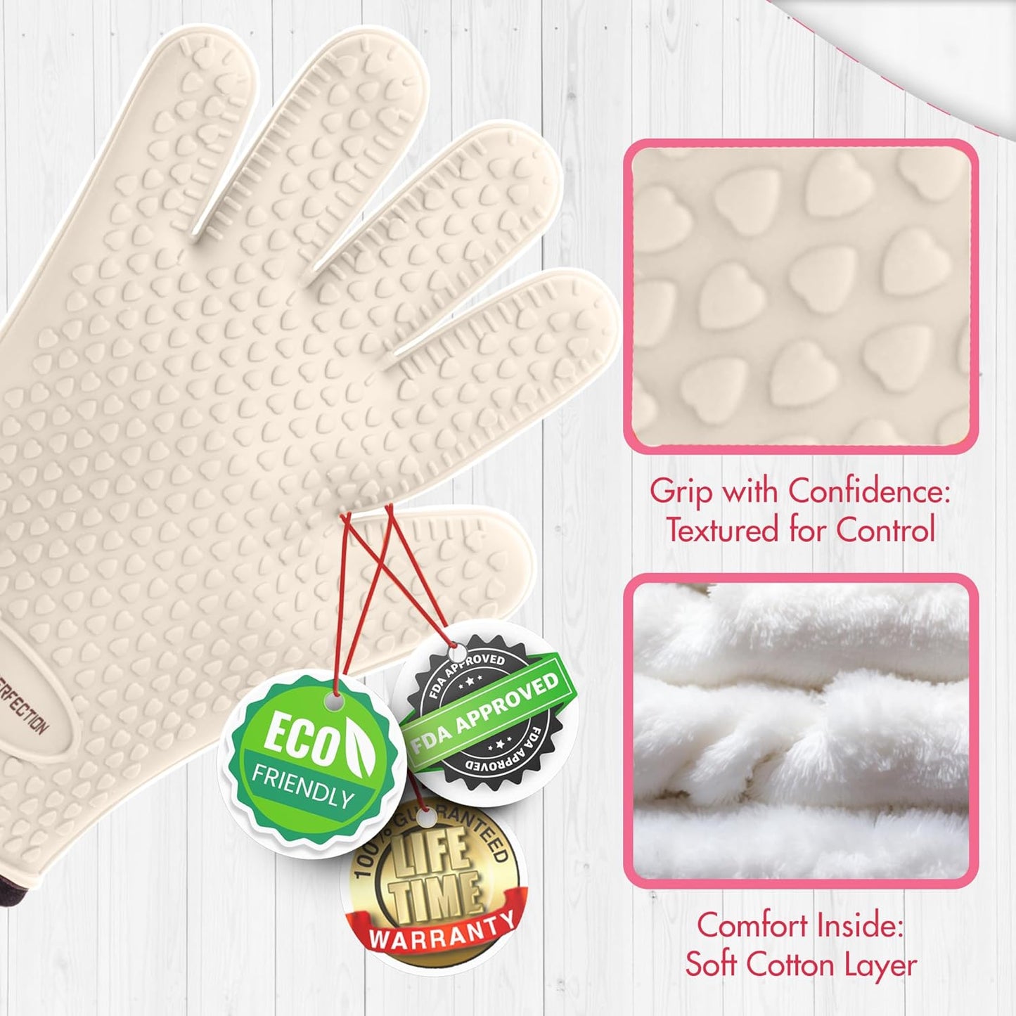 KITCHEN PERFECTION S Silicone Smoker Oven Gloves for Women -Extreme Heat Resistant BBQ Gloves -Handle Hot Food Right on Your Grill Fryer |Waterproof Oven Mitts Cooking Gloves |Superior Set+3 Bonuses