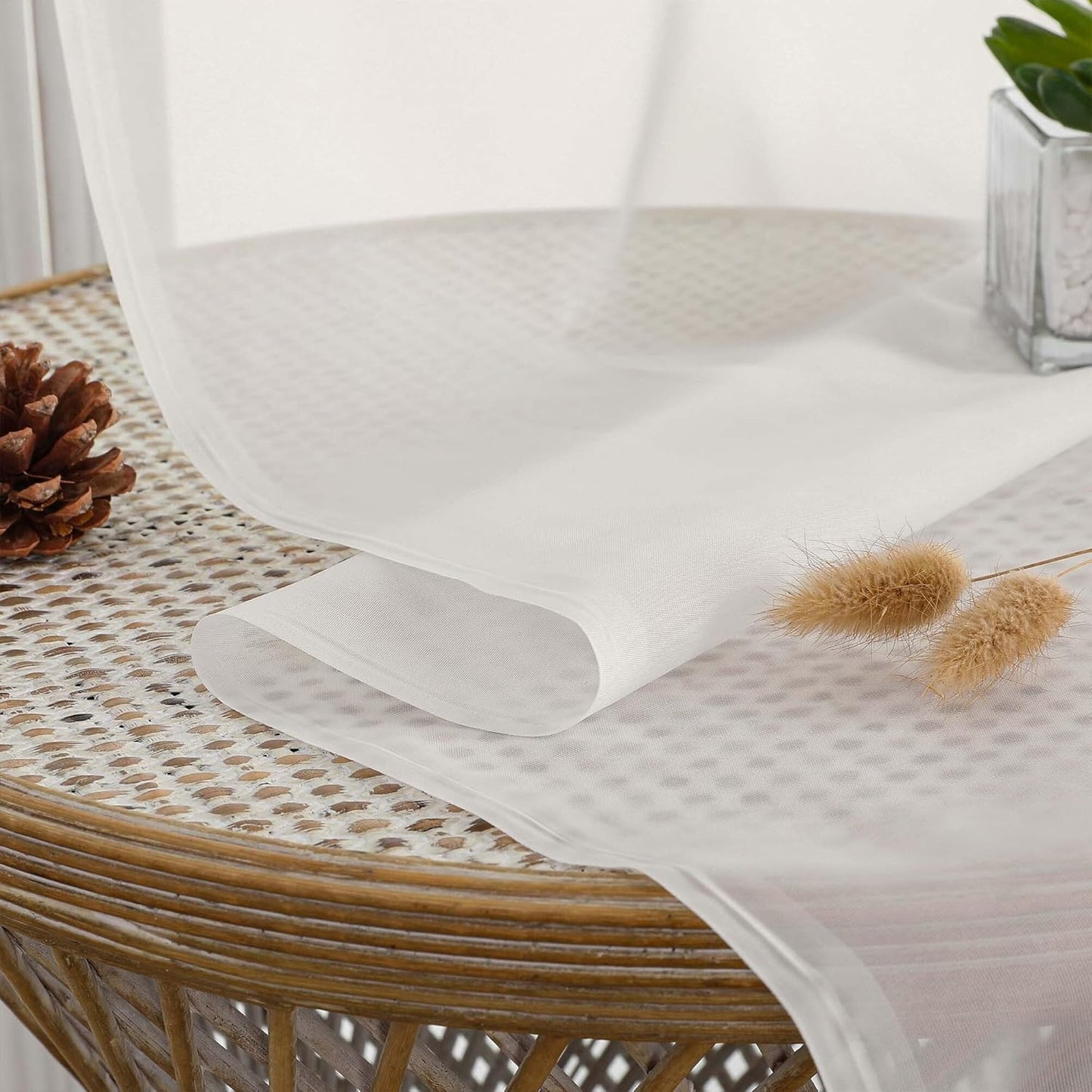 Chyhomenyc Ivory Sheer Curtains 90 Inches Long 2 Panels, Light Filtering Ivory Curtains for Living Room, Soft Gentle Voile Rod Pocket Bedroom Window Drapes, 59Wx90L Inch, 2PCS