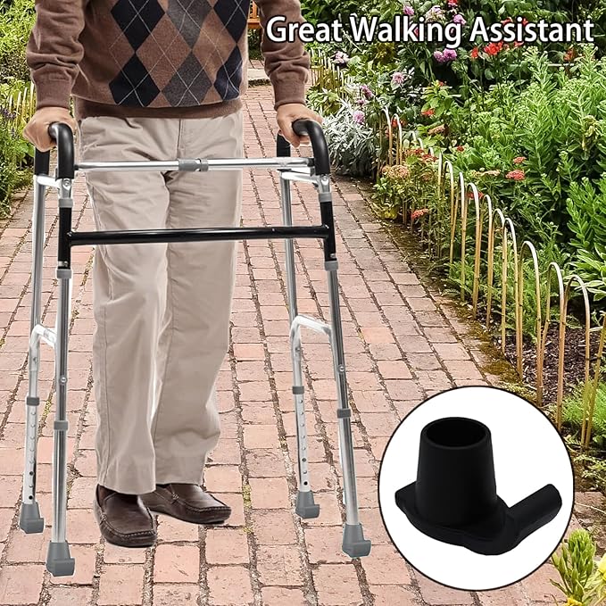 Magicorange Walker Glide Skis, 8 Pcs Universal Fit Walker ski Glides,Easy to Use Rubber Walker Glides,Walker Feet Replacement (Black)