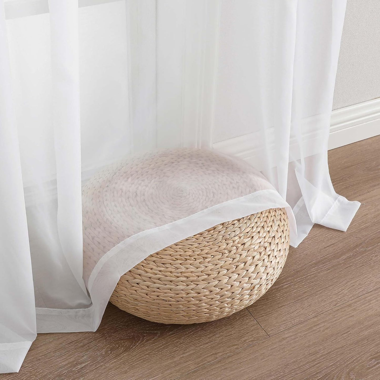 Chyhomenyc Extra Long White Sheer Curtains 144 inch 2 Panels, Translucent Backdrop Window Scarf Drapes for Canopy Bed/Wedding/Living Room/Anniversary, 12FT Length, Each 59Wx144L in, 2PCS