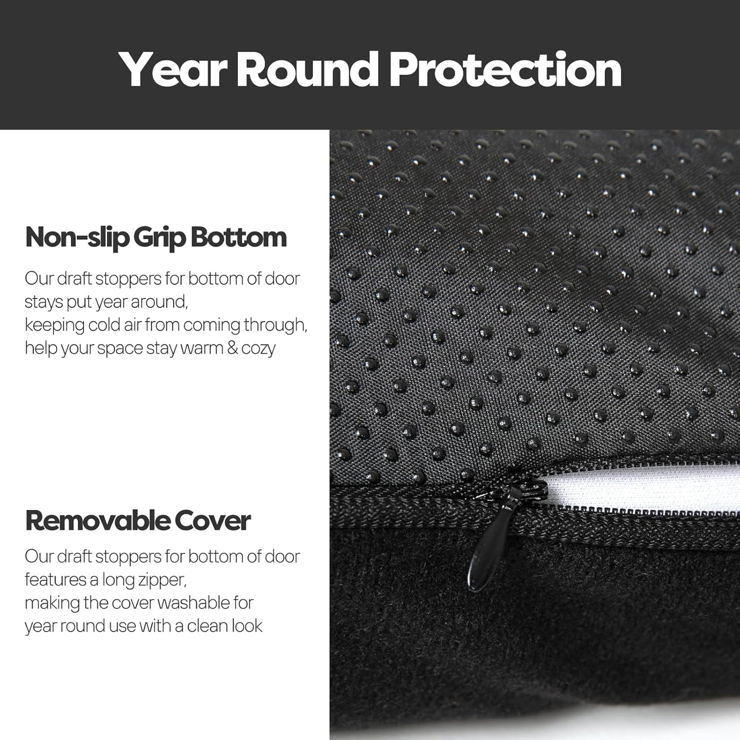 Weighted Door Draft Stopper for Front Door, Easy to Use Heavy 36 inch Door Bottom Winter Cold Air Draft Blocker, for Exterior, Apartment, Back Door, Fits Door Gap Up to 3”, 2.2lb