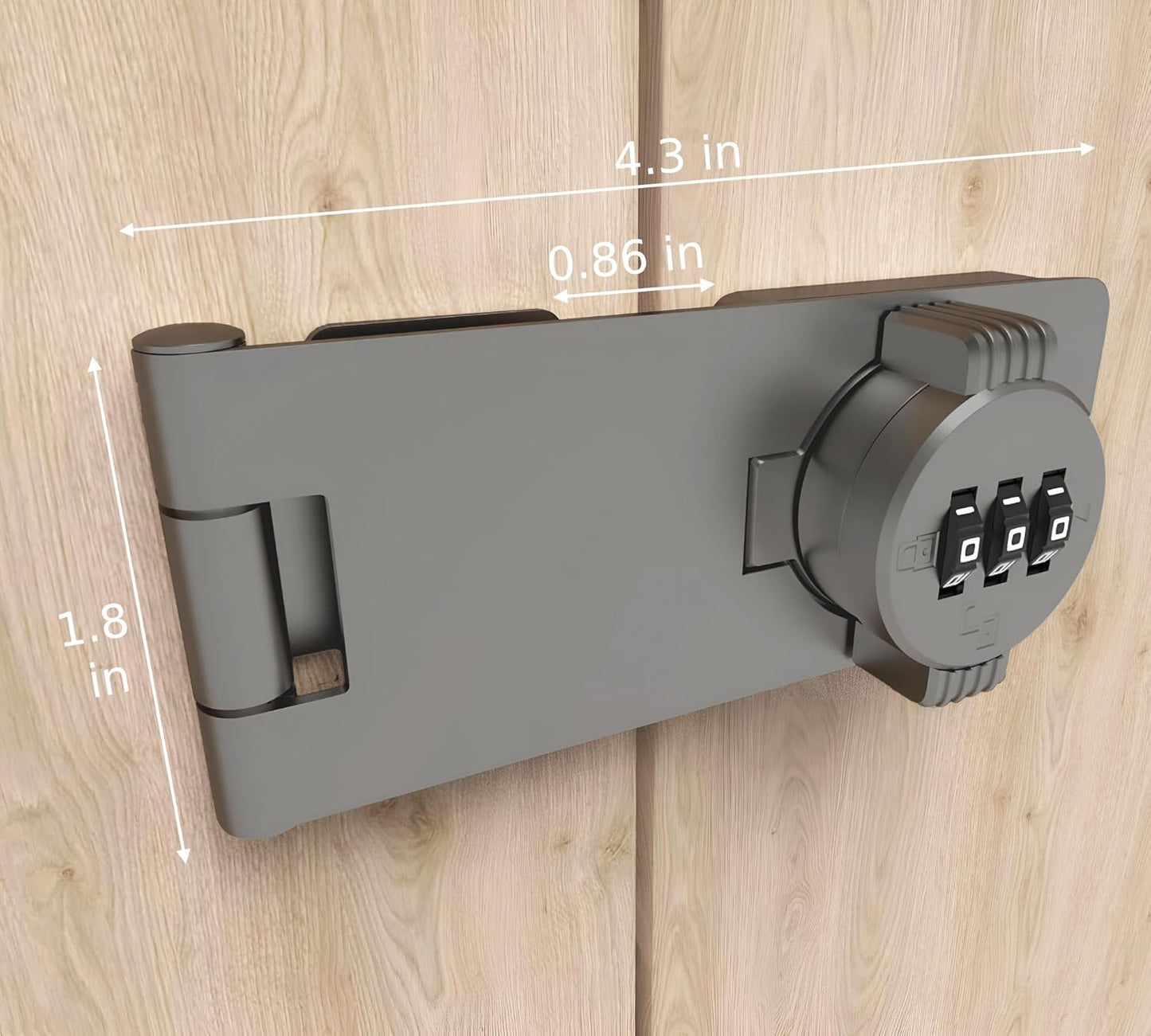 Keyless Combination Lock – 3-Digit Combination Lock for Cabinet Doors – Twist Knob Hasp Latch Lock with Password Code – Zinc Alloy Cabinet Door Latch for Kitchen Drawers, Cabinets, Cupboard (Grey)