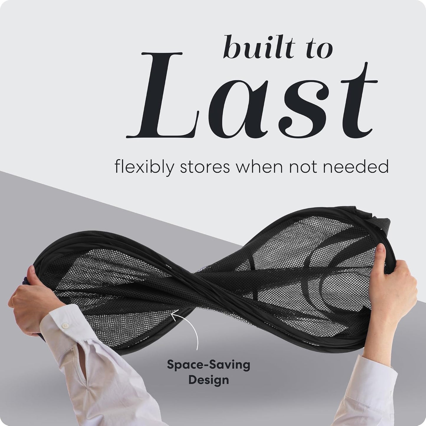 Handy Laundry Collapsible Mesh Pop Up Hamper with Wide Opening and Side Pocket - Breathable, Sturdy, Foldable, and Space-Saving Design for Clothes and Storage (Black | 2-Pack)