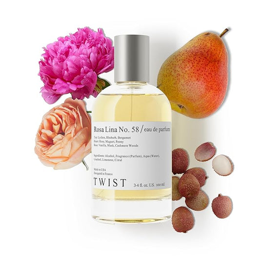 Twist - Rosa Lina No. 58 - Eau De Parfum Inspired by Perfume De Marly Delina, Long-Lasting Perfume For Women, Rose & Fruity, Vegan, Clean Ingredients, Fragrance - Spray 100 ml | 3.4 fl. oz.