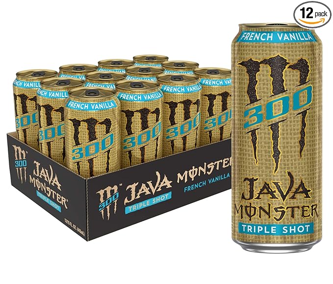 Monster Energy Java 300 Triple Shot Robust Coffee, French Vanilla, 15 Fl Oz (Pack of 12)