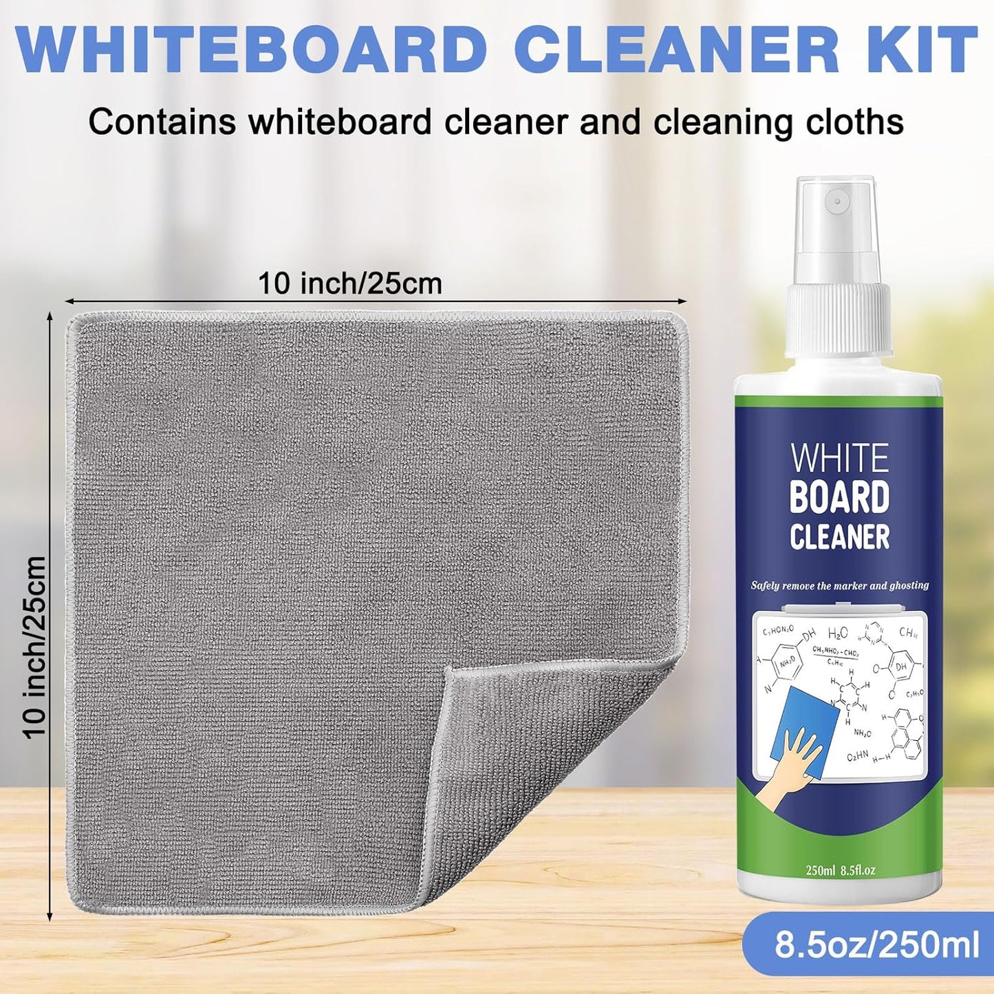 10 Pack Whiteboard Cleaner Spray 8.5oz Dry Erase Board Cleaner with 6 Cloths Non Toxic Dry Erase Cleaner Removes Stubborn Marks from Whiteboards