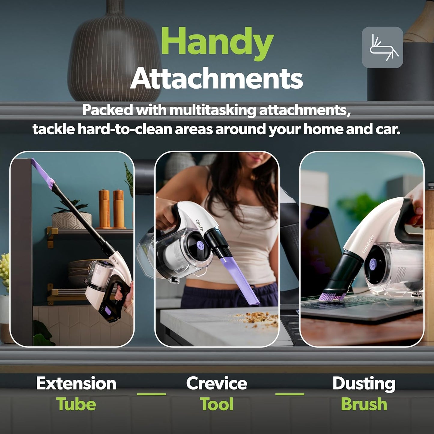 Gtech Multi Platinum Cordless Handheld Vacuum Cleaner - Portable Vacuum Cleaner for Car, Home, and More - Reinforced with Lightweight Aluminum - Rechargeable - 30 Mins Runtime