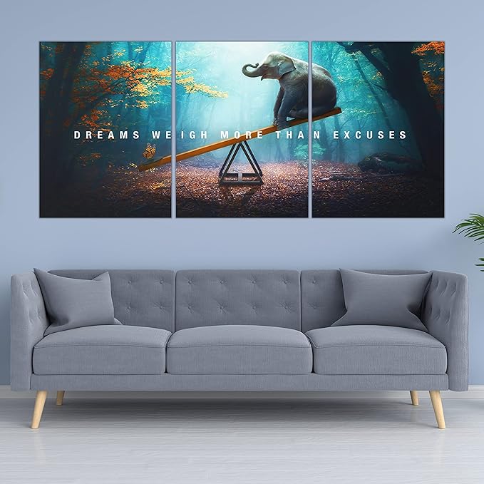 Yetaryy Motivational Poster Inspirational Wall Art 3 Pieces Canvas Painting Lion Artwork for Living Room Office Modern Home Decor Prints Pictures Wall Decor Framed Ready to Hang [72''Wx 36''H]