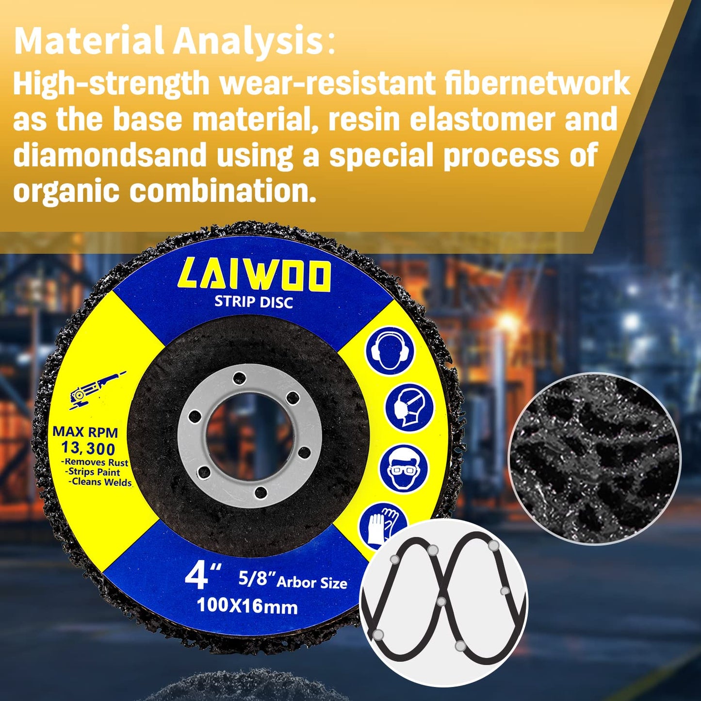 10 Pack Strip Disc Wheel for Angle Grinders Stripping Wheel, Paint Stripping Disc, Poly Abrasive Wheel for Metal Rust Welds, Oxidation, Paint Remover (4'' x 5/8'')