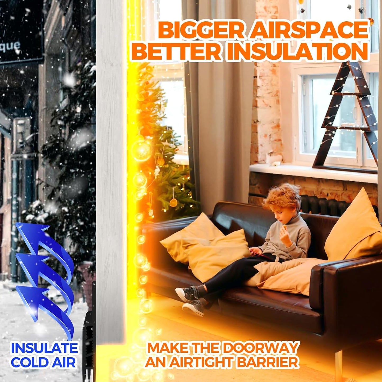 Holikme Door Draft Stopper Under Door Draft Blocker Insulator Doors Sweep Weather Stripping Noise Stopper Strong Adhesive, Black