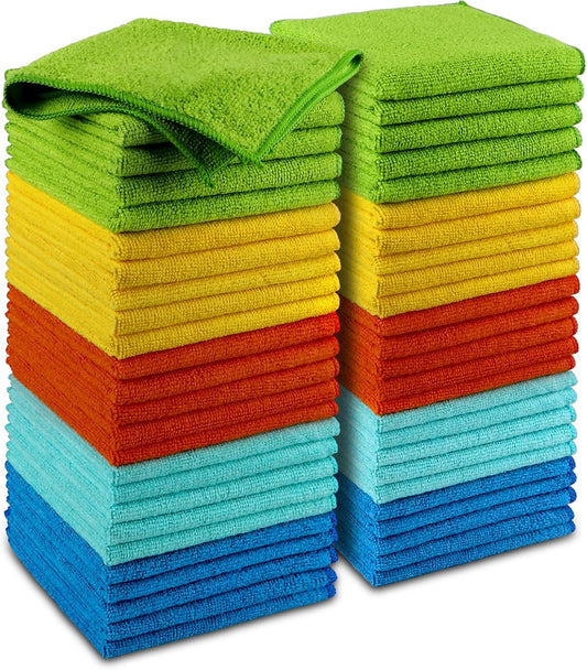 AIDEA Microfiber Cleaning Cloth, 50PK, Microfiber Towels for Cars, Premium Wash Cloths, Dusting Cloth Cleaning Rags, Absorbent Towels for SUVs, House, Kitchen, Window, Cleaning Supplies12×12"