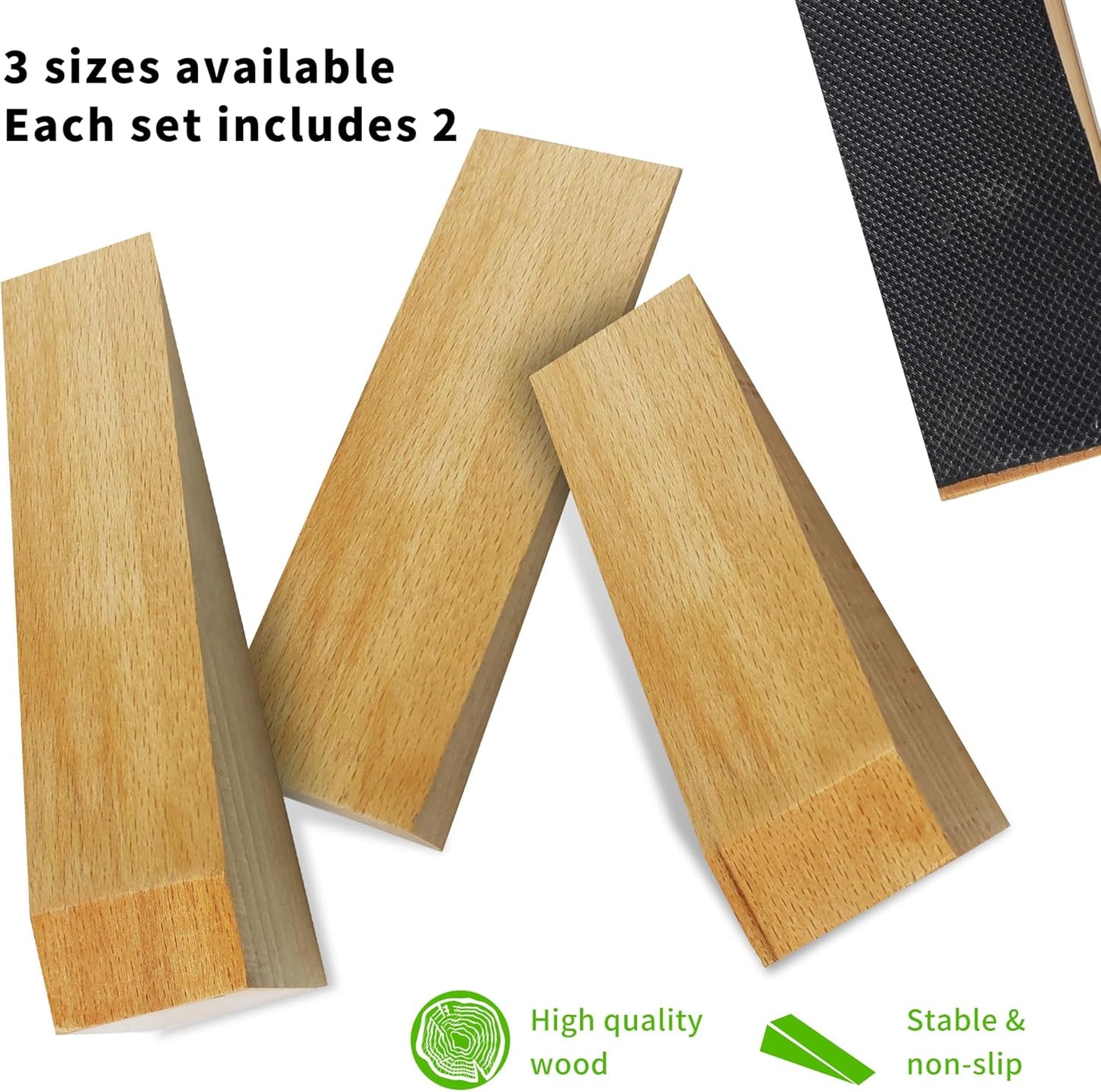 2 Pack Wooden Door Stop - Non-Slip Door Stoppers for Floor - Door Wedges for All Door Types and Surfaces - Each Door Stopper 0.6inch Thick, 4.7inch Long with Rubber
