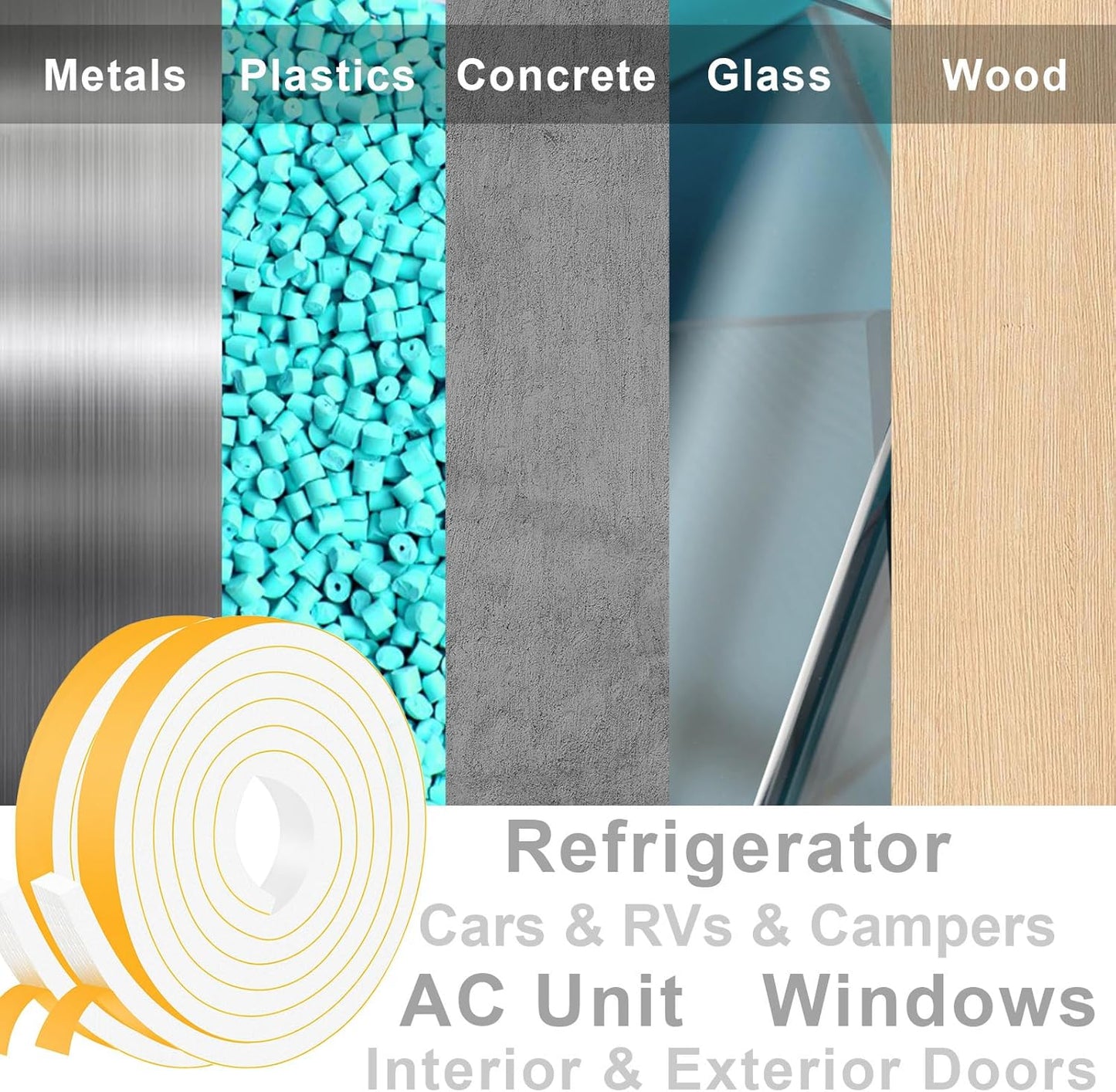 White Weather Stripping, Strong Self Adhesive Weather Stripping Door Seal for Doors and Windows,Closed Cell Weatherstrip, SoundProof Weatherproof Foam Tape (3/4 in x 5/16 in x 13Ft)