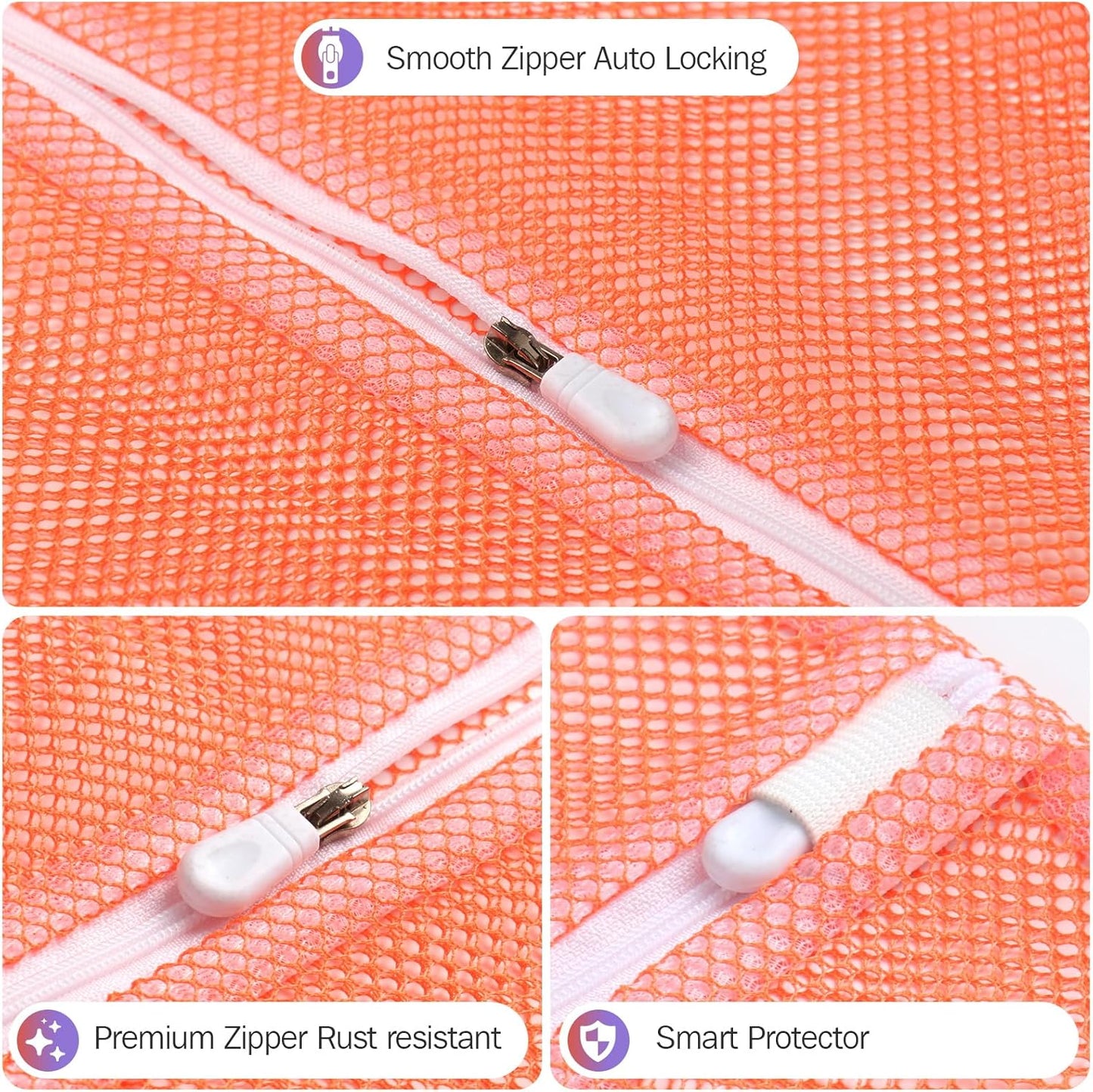 5Pcs Mesh Laundry Bags Sturdy for Delicates, Lingerie, Bras, Travel and Organize - 5 Color(14x20 Inch)