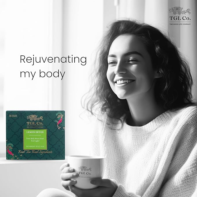 TGL Co. Lemon Detox Tea (16 Green Tea Bags) | Lemon Tea Keeps Hydrated | Sip it Hot or Iced