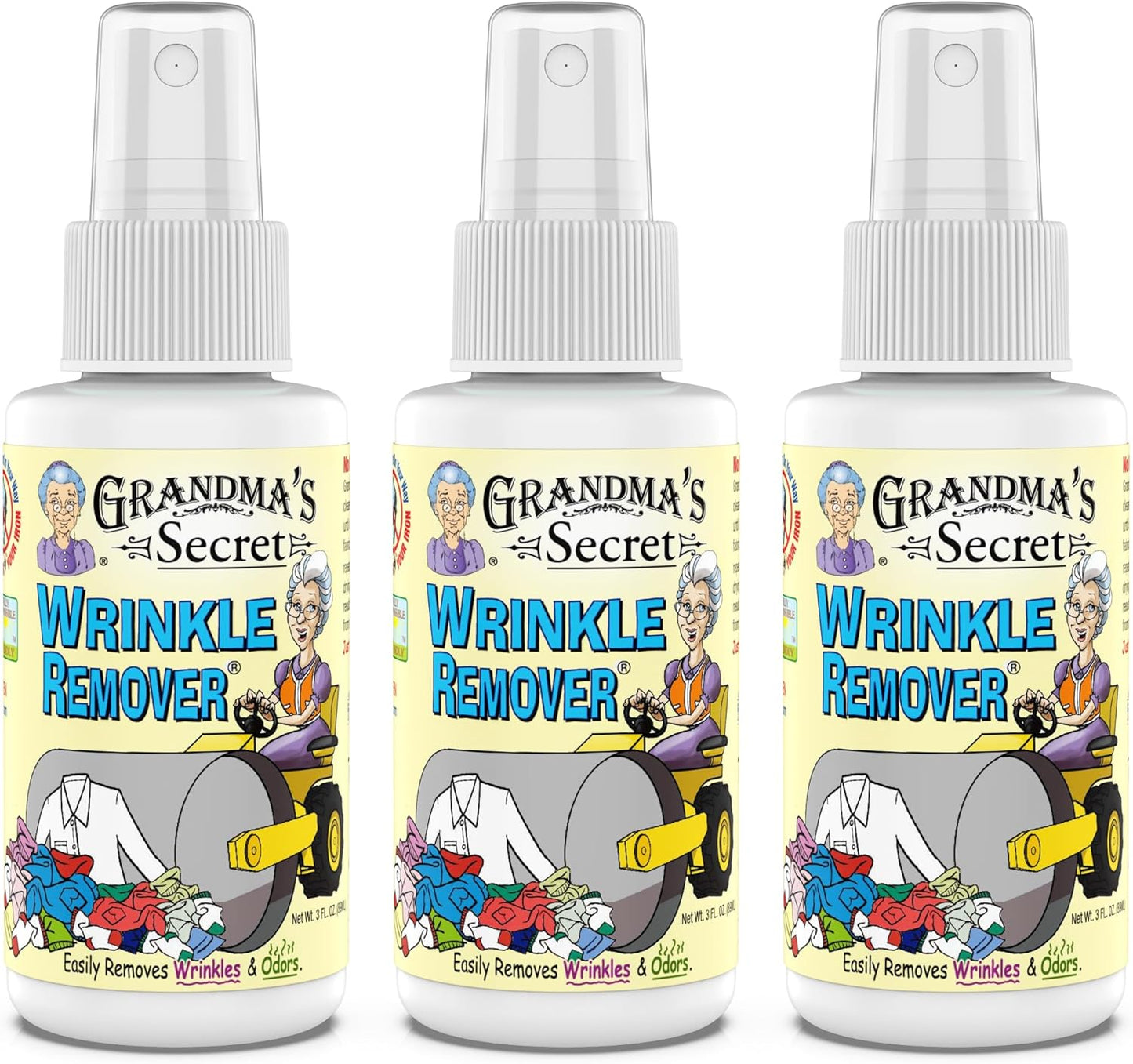 Grandma's Secret Wrinkle Remover Spray - Easily Removes Wrinkles & Odors - Wrinkle Release, Fabric Refresher Spray, Chlorine, Bleach and Toxin-Free - 3 Ounce, 3 Pack