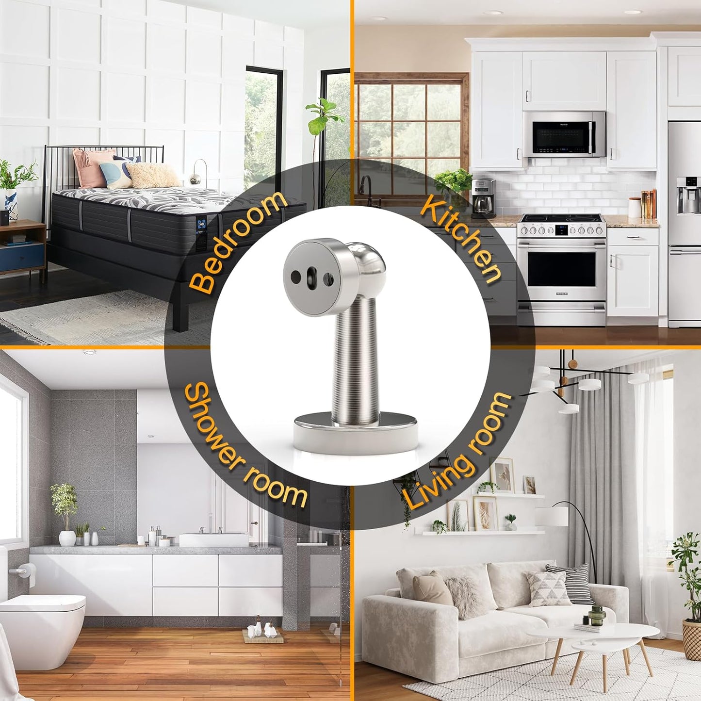 6 Pack Door Stopper Magnetic, COCIVIVRE Magnet Door Stop Stainless Steel for Wall and Floor Mounting, with Screws Drilling Mounting, Heavy Duty for Various Door Types to Hold Your Door Open