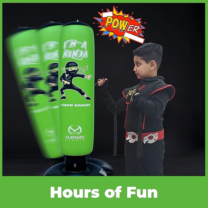 Durable Inflatable Kids Punching Bag for Karate and Boxing – Bounce-Back Martial Arts Bag for Boys and Girls, Great Birthday Gift to Relieve Energy and Build Skills for Boys Ages 4-12
