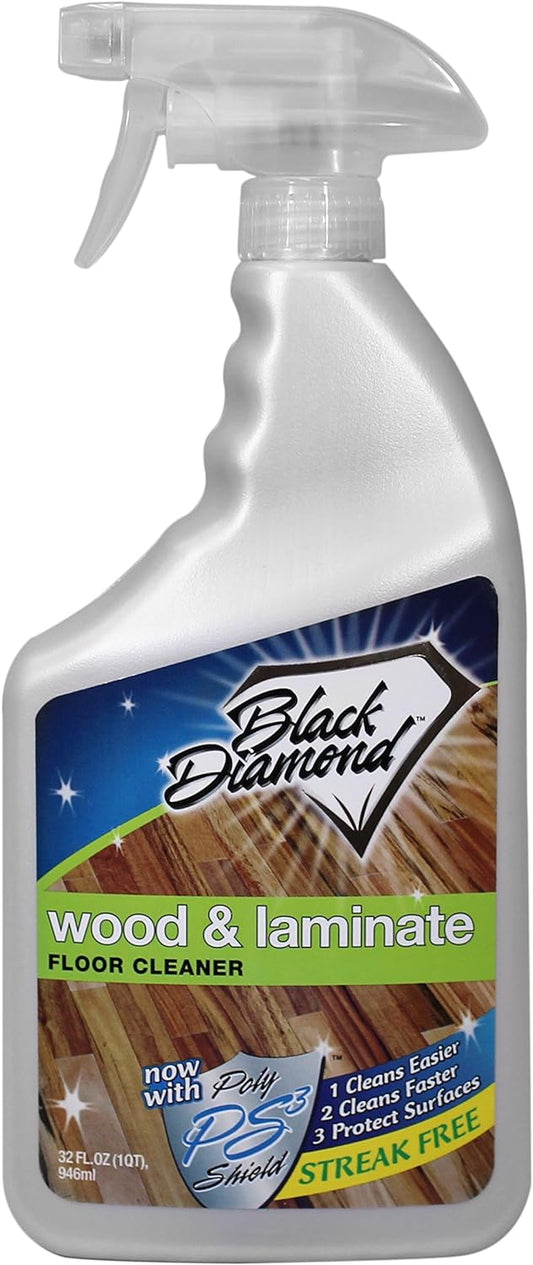 Black Diamond Stoneworks Wood & Laminate Floor Cleaner- Ready to Use Non-Toxic No-Rinse Formula - Safe for Vinyl, Wood, and Engineered Floors (32 Fl Oz)