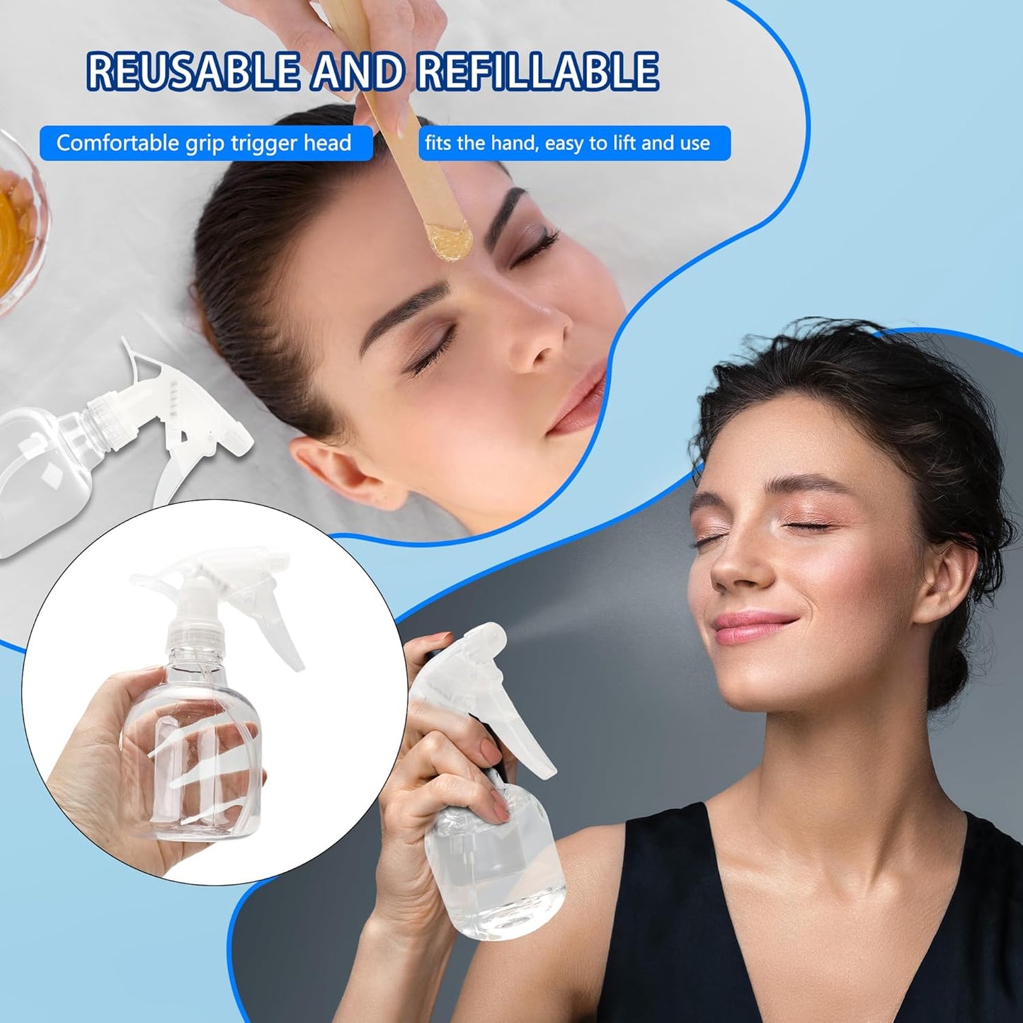 20 Pcs Empty Plastic Spray Bottle 8 OZ Reusable Clear Liquid Container with Trigger Sprayers for Water Perfume Cleaning Fluid Plants Kitchen Toilet Pet (Color Set 2)