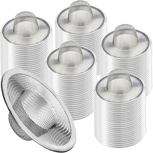 Heavy Duty Stainless Steel Slop Basket Filter Trap Mesh Metal Sink Strainer Perfect for Kitchen Sink/Bathroom Bathtub Wash Basin Floor Drain Balcony Drain Hole Utility (2.75" 100pcs)