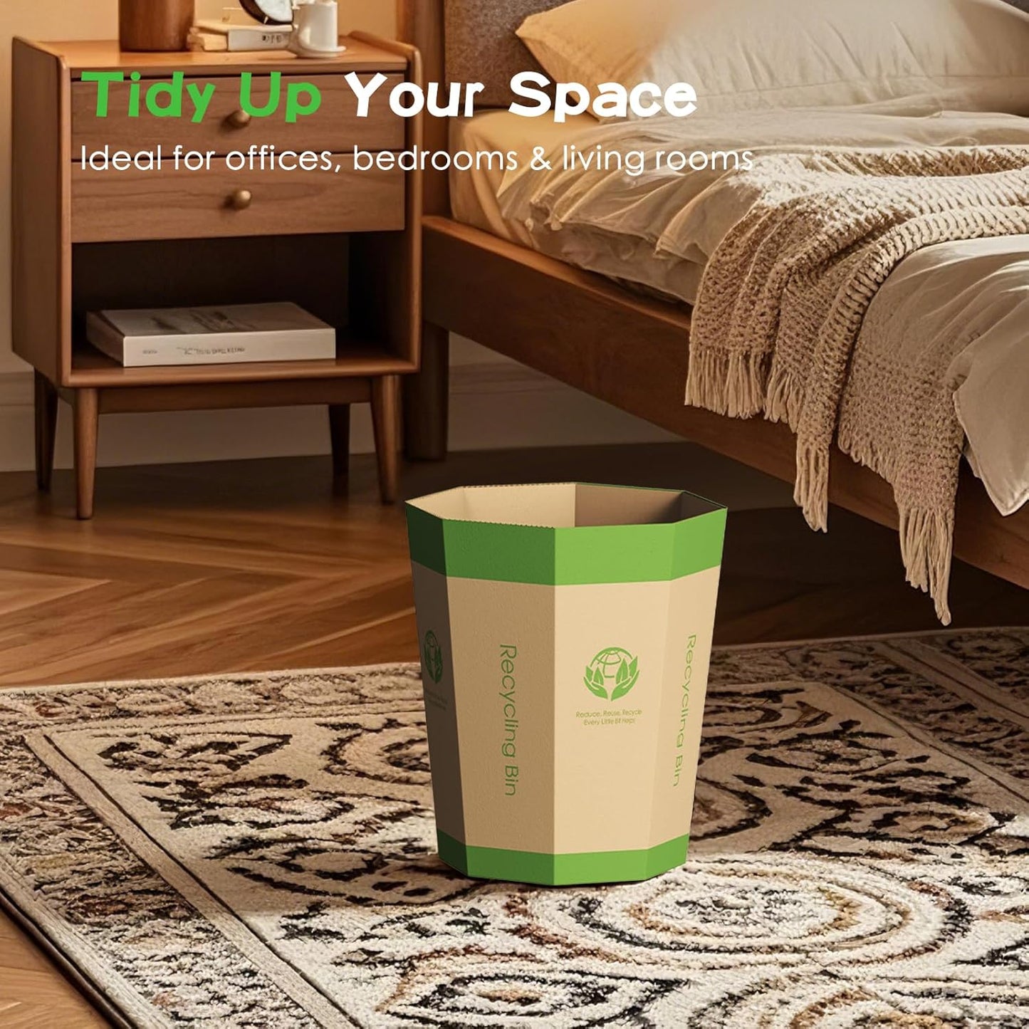 6-Pack Cardboard Trash Can – Foldable, Recyclable, Plastic-Free & Reusable Small Waste Paper Basket - Garbage Bin Perfect for Office, Bedrooms, Home, Events & Outdoor Activities (3.2 Gallon)