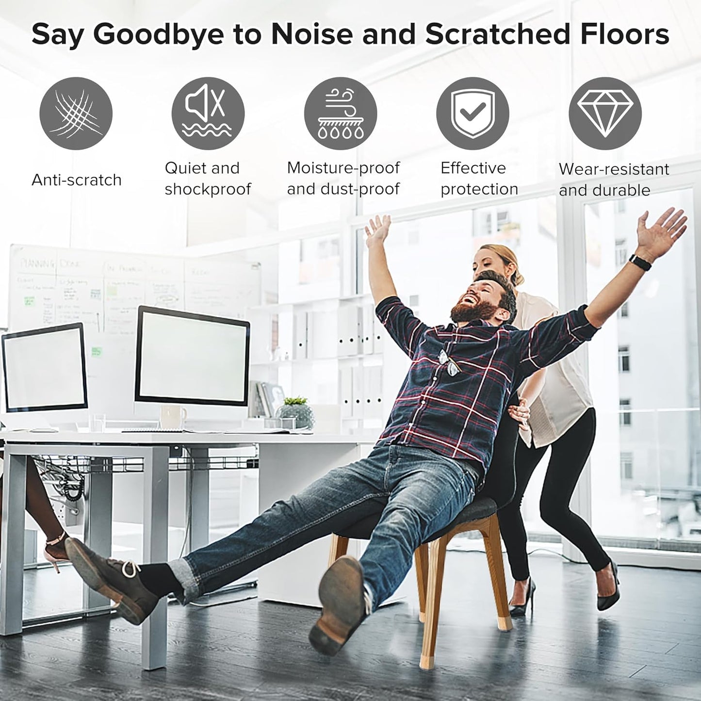 24PCS Upgraded Silicone Chair Leg Floor Protectors for Hardwood Floors, Furniture Sliders for Chair Legs, Felt Bottom Furniture Pads, Anti-Slip Round&Square Cap Covers to Scratch and Reduce Noise