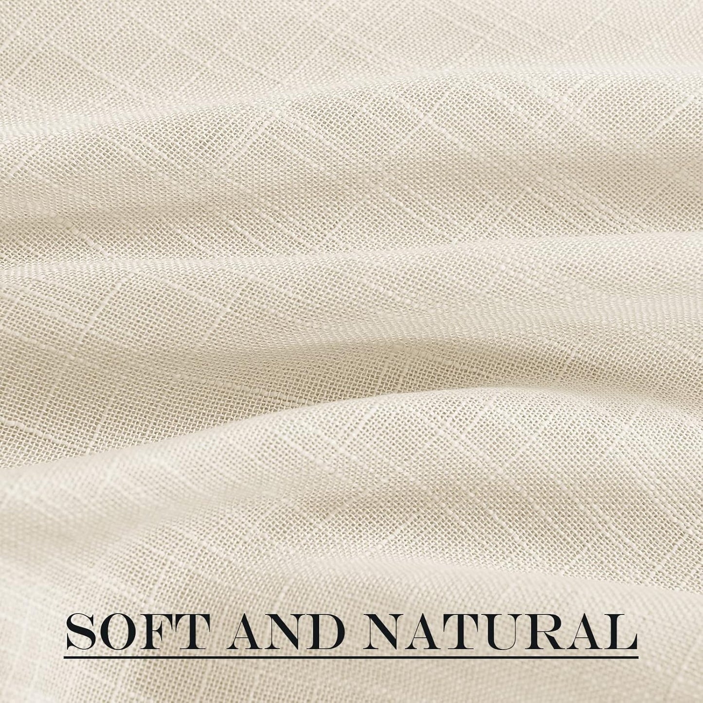 NICETOWN Faux Linen Kitchen Bathroom Door Curtains 40 Inches Length, Farmhouse Dual Rod Pocket Sheer French Door Curtains for Glass with Tieback for Privacy Protection, 1 PC, 36x40, Beige