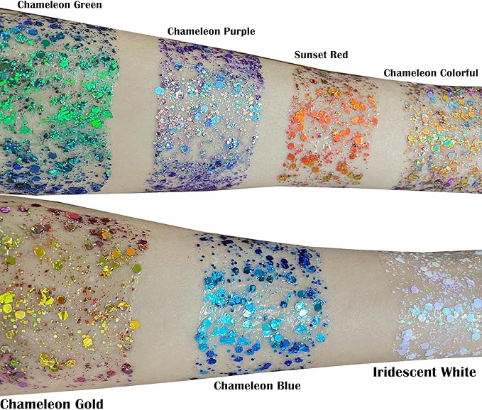 MEICOLY Chameleon Blue Body & Face Glitter Gel, Color Changing Mermaid Sparkle for Concerts & Parties, 50ml