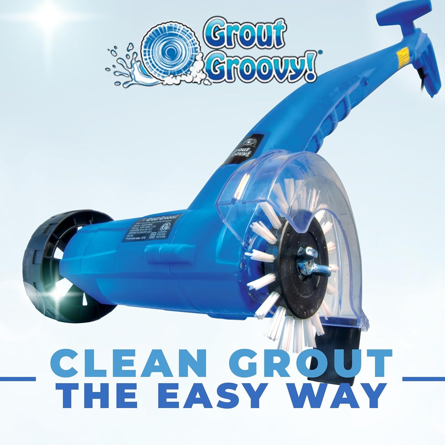 Grout Groovy! Electric Stand Up Lightweight Grout Cleaning Machine, Safely Cleans Grout Floor Tiles, Cleaning Brush Wheel, 20’ Cord, 120 V
