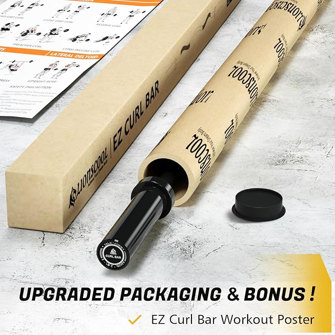 LIONSCOOL Premium 4ft/4.9ft/6ft Barbell for Strength Training and Olympic Weightlifting, 2 Inch Bar for Squats, Curls, Deadlifts, Presses, Hip Thrusts, 350lbs/500lbs/700lbs Weight Capacity